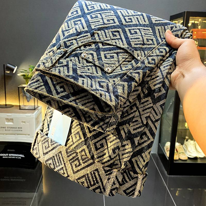 Washed Vintage Geometric Street Jeans