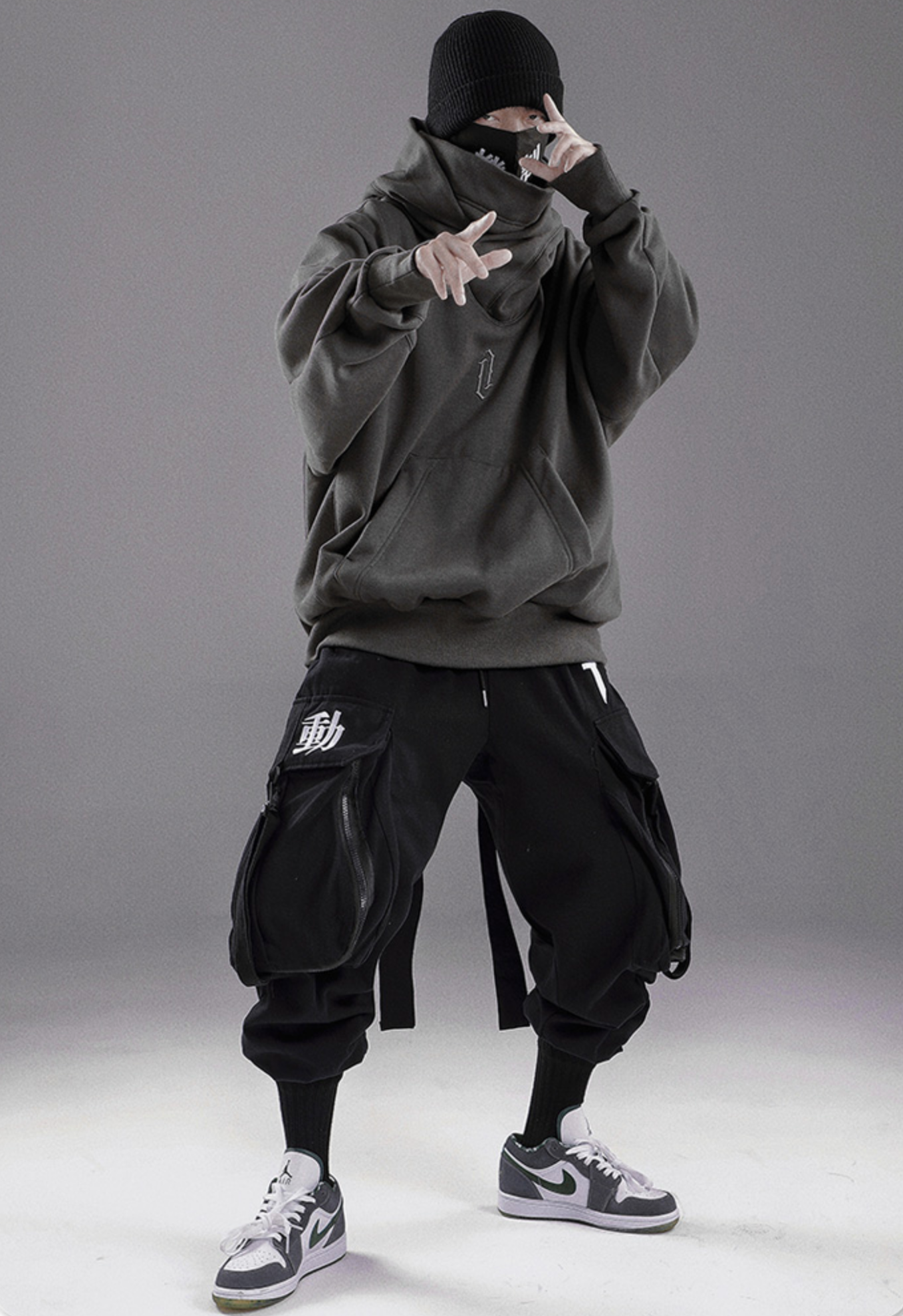 Oversize High Collar Solid Color Hoodie