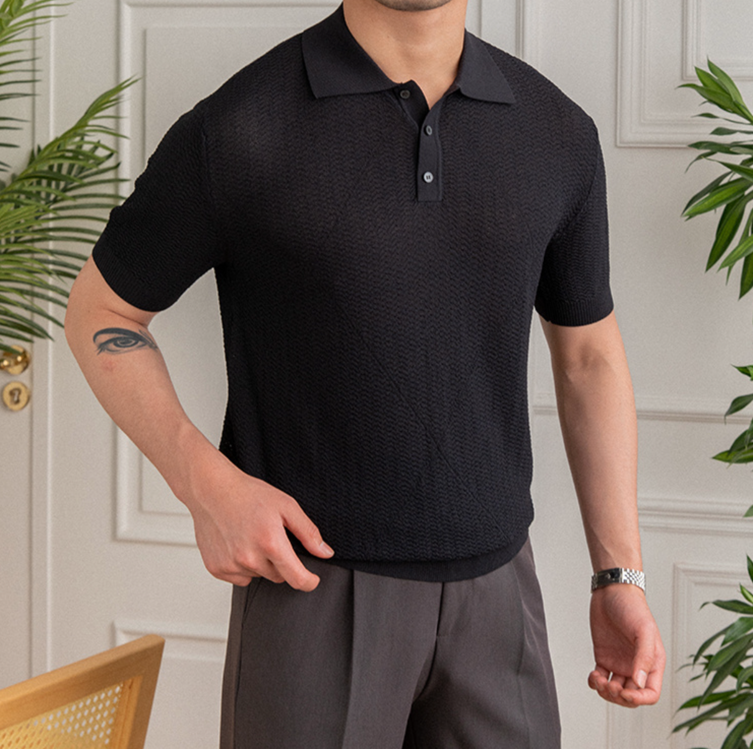 Casual Solid Color Short Sleeve Polo Shirt