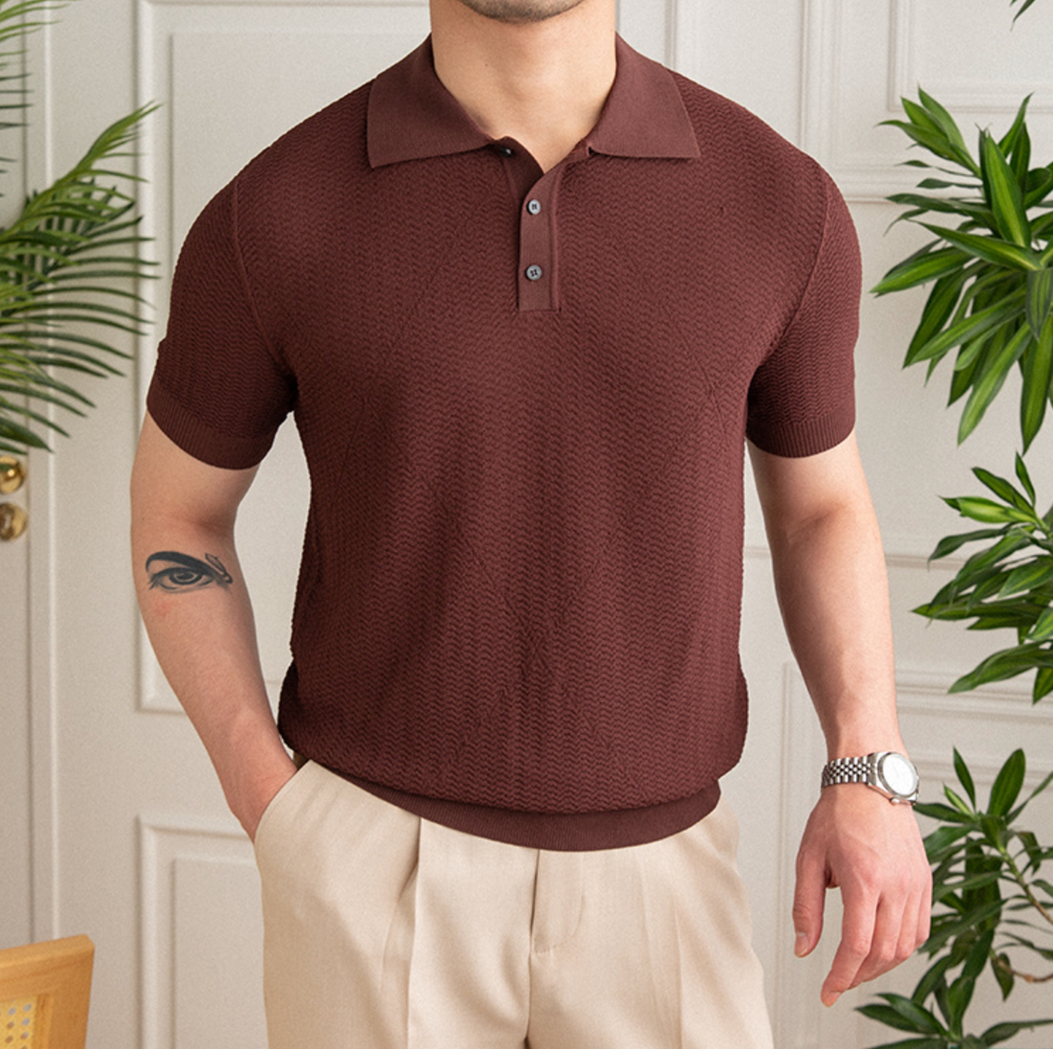 Casual Solid Color Short Sleeve Polo Shirt