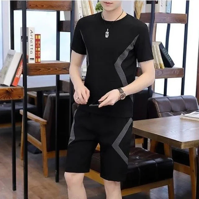 Printed Pattern Polyester Shorts Set