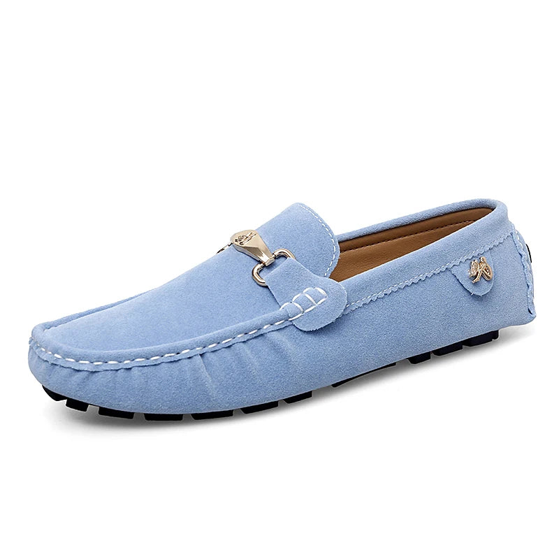 Metal Appliques Suede Moccasins Loafers