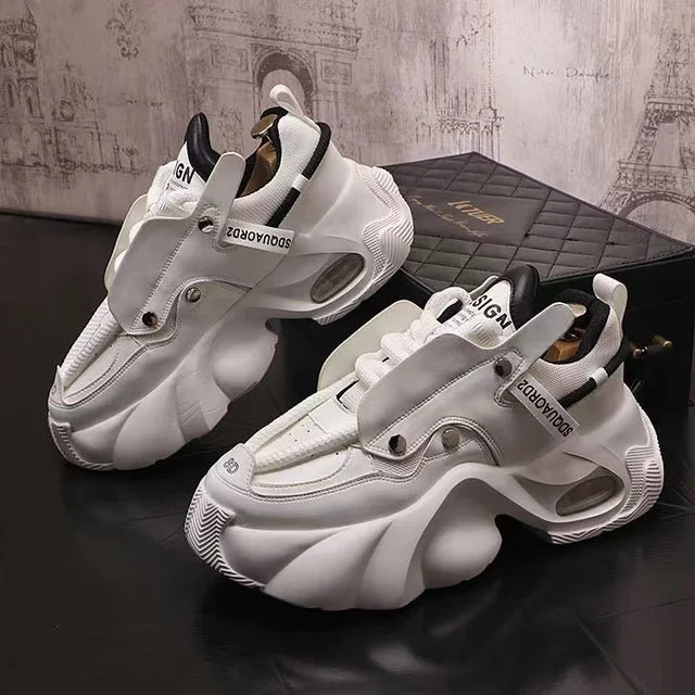 Thick Platform Artificial Leather Sneakers