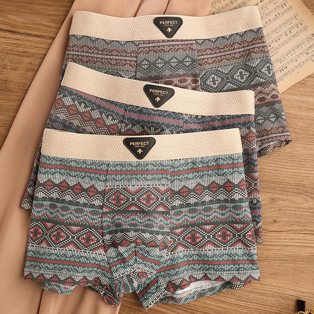 Retro Print Mesh U Type Boxer Set