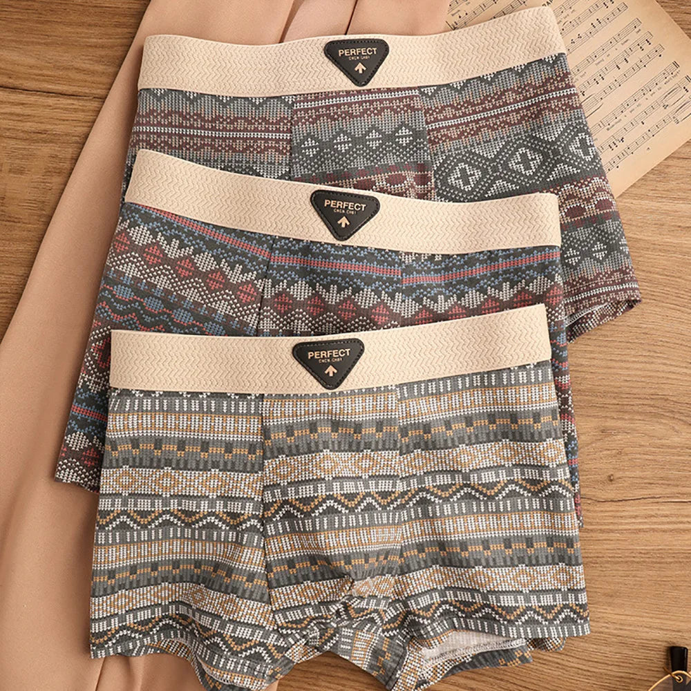 Retro Print Mesh U Type Boxer Set