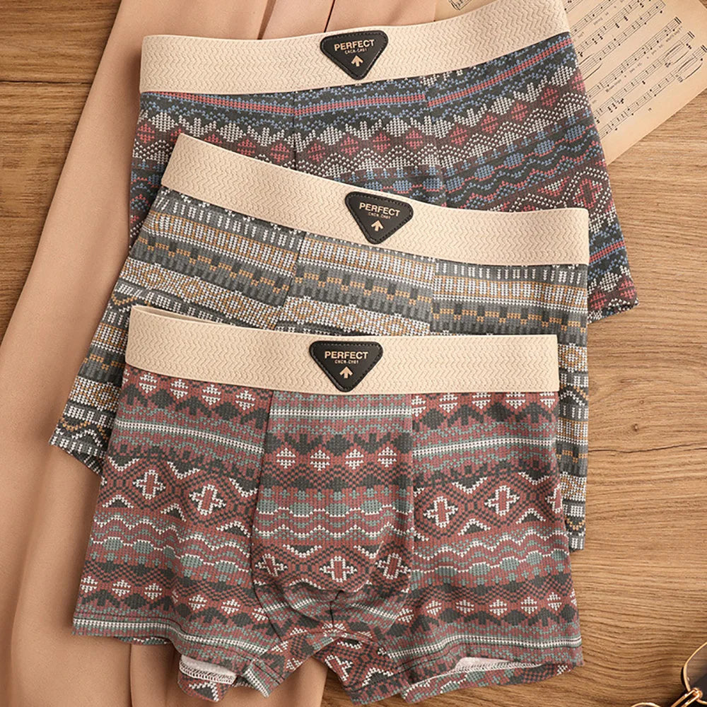 Retro Print Mesh U Type Boxer Set