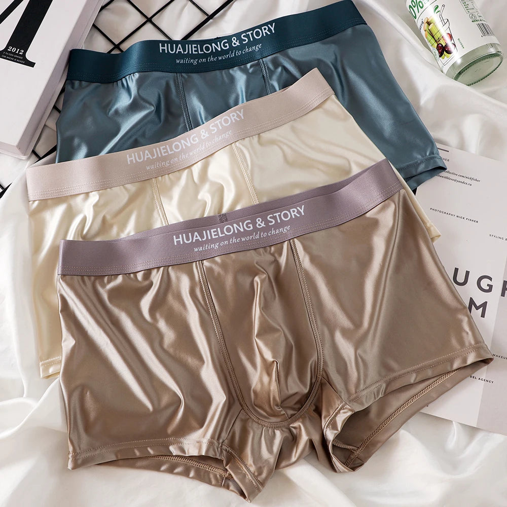 Smooth Ice Silk Satin-Like Boxer Set