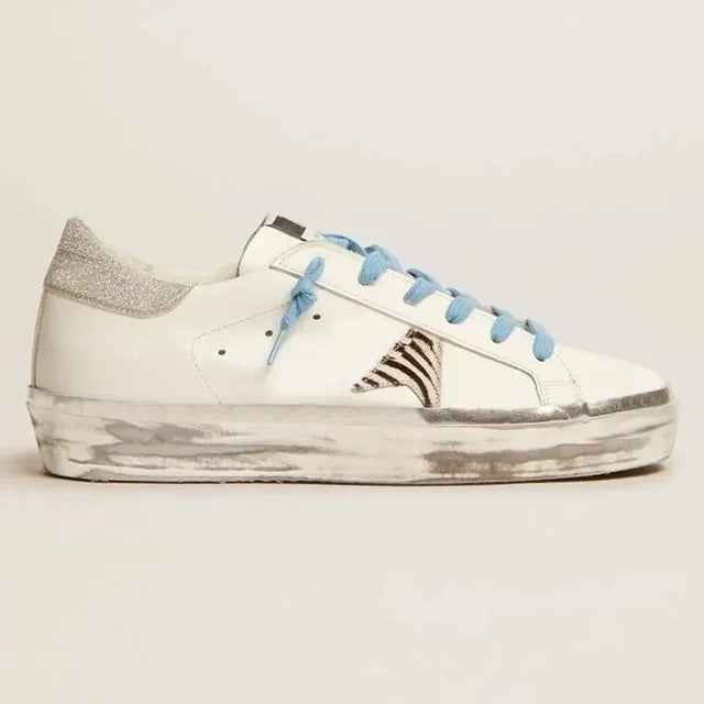 Patchwork Color PU Leather Sneakers