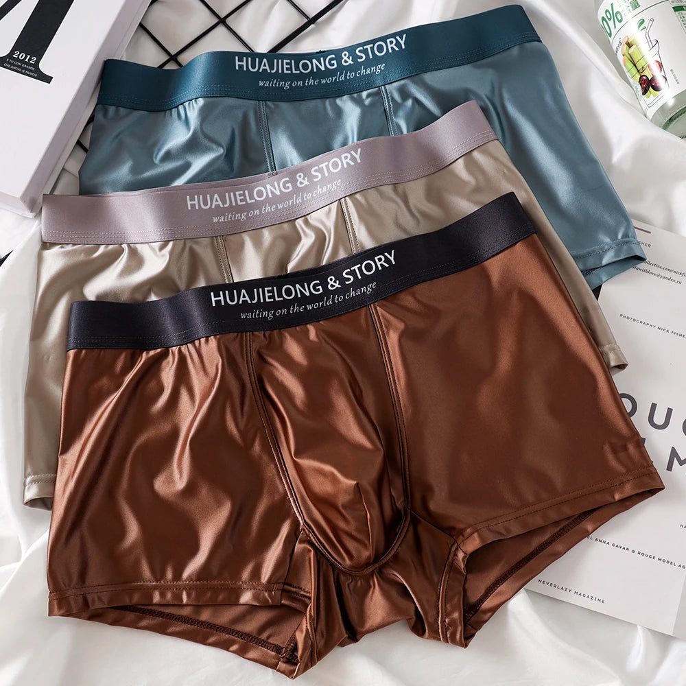 Smooth Ice Silk Satin-Like Boxer Set