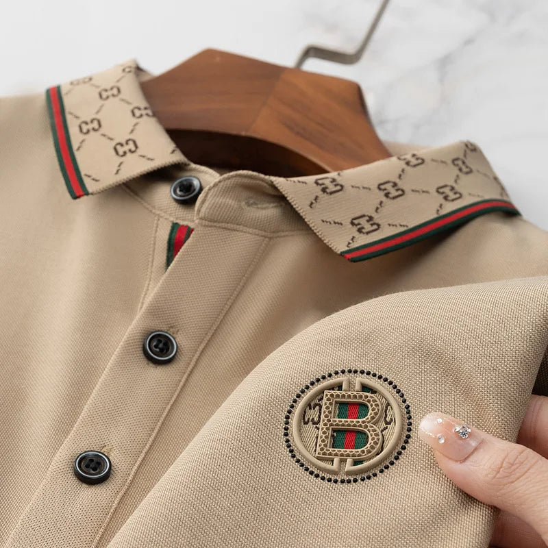 Collar Patterned Embroidery Polo Shirt