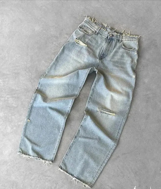 Retro Embroidery Baggy Jeans