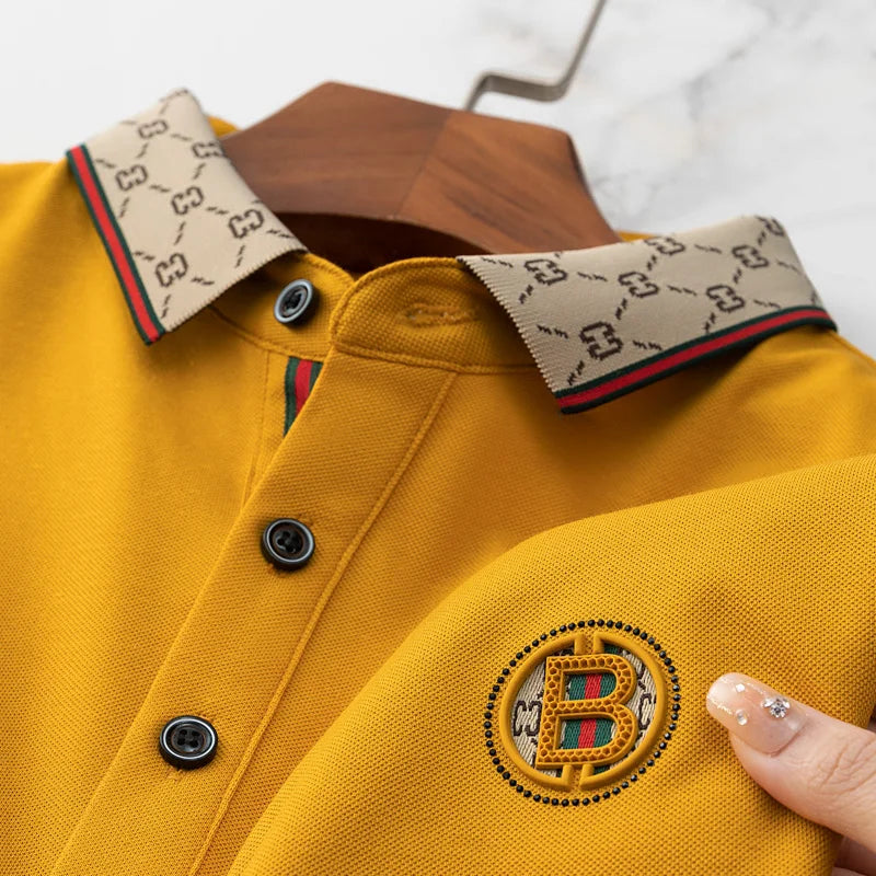 Collar Patterned Embroidery Polo Shirt