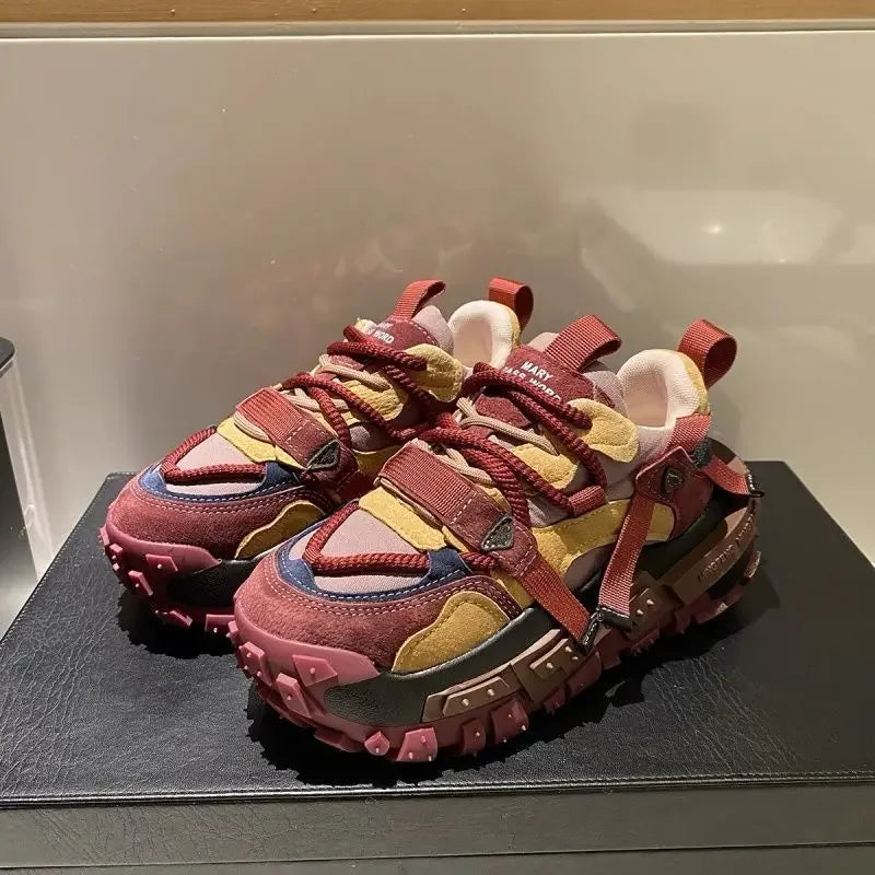 Casual Mixed Colors Microfiber Chunky Sneaker