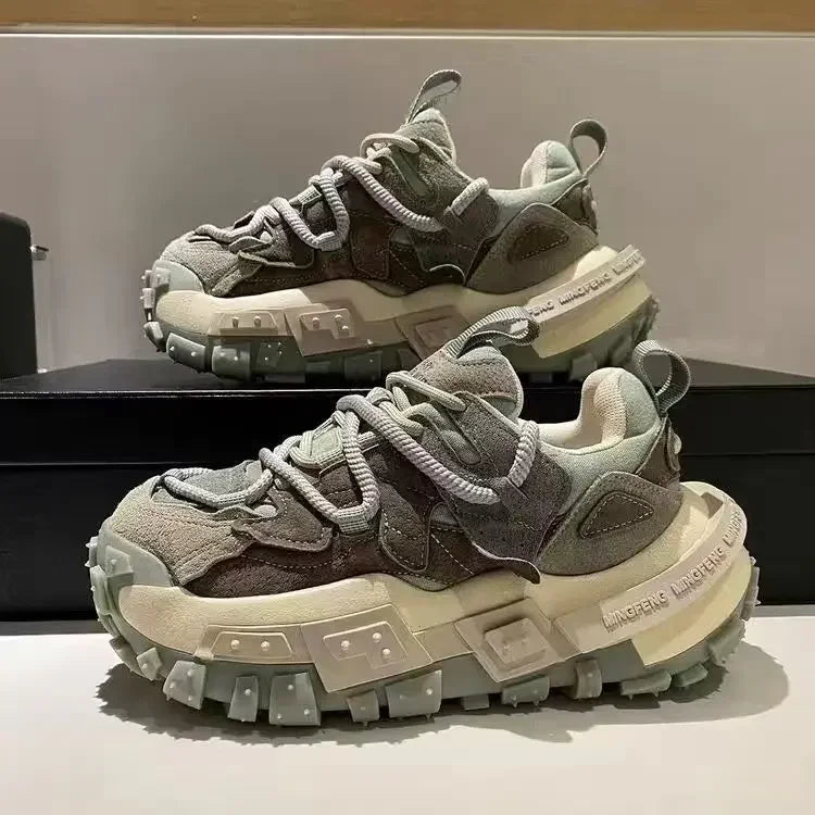 Casual Mixed Colors Microfiber Chunky Sneaker