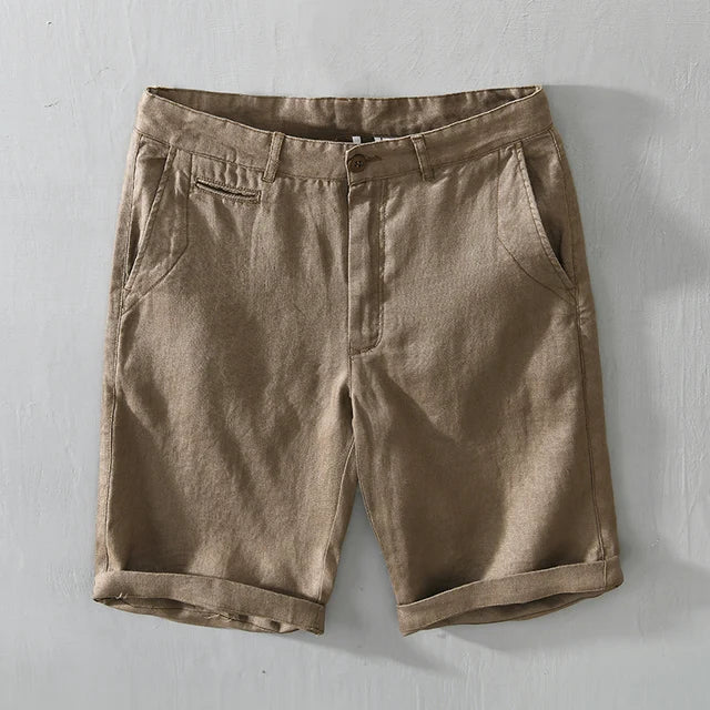 Pure Linen Solid Straight Fit Shorts