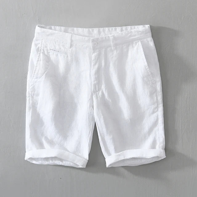 Pure Linen Solid Straight Fit Shorts