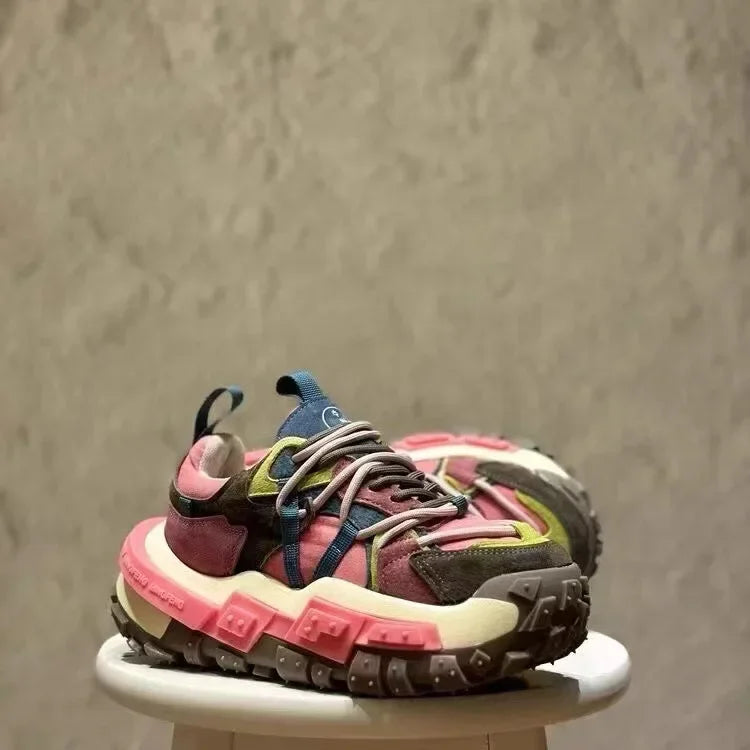 Casual Mixed Colors Microfiber Chunky Sneaker