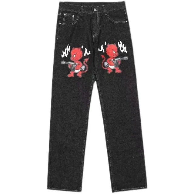 Y2K Animal Embroidery Baggy Jeans