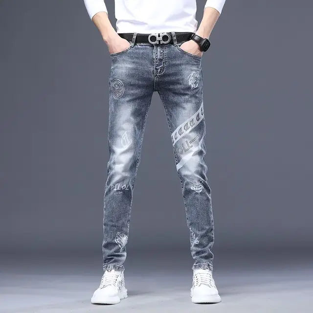Streetwear Ripped Letter Patches Jeans