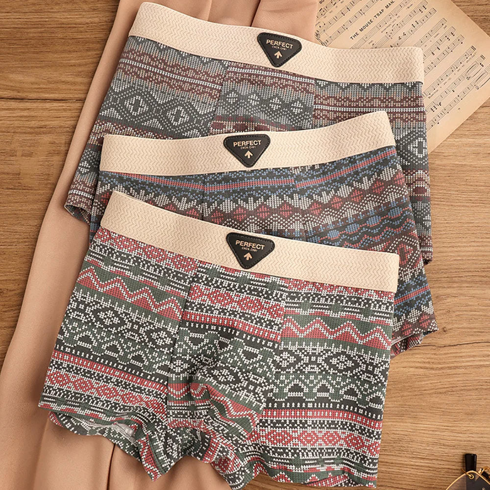 Retro Print Mesh U Type Boxer Set