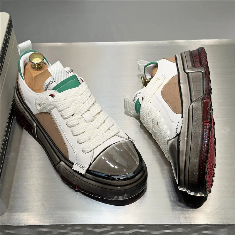 Elevated Streetwear Leather Sneakers