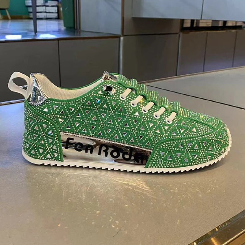 Men's Charm Rhinestone Lace Up Sneakers