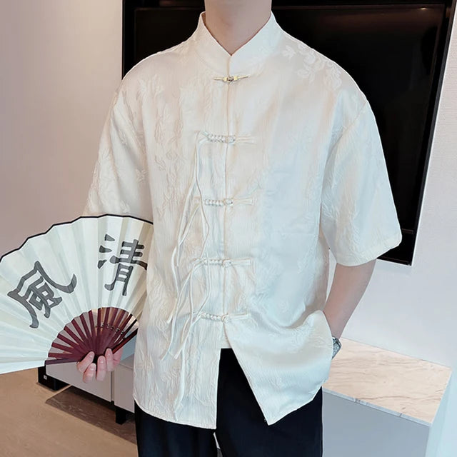 Jacquard Chinese Style Cotton Shirt
