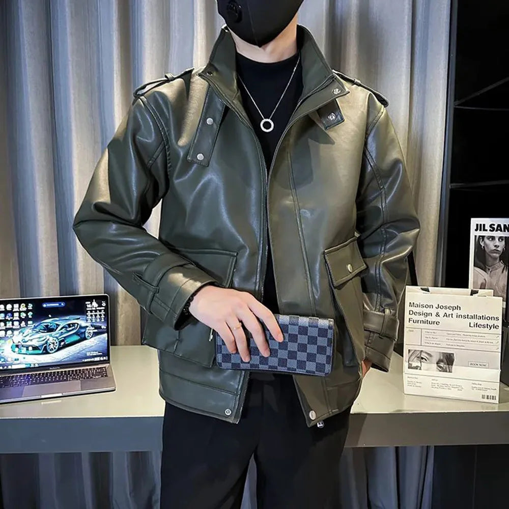 Y2K Pocket Zipper Motorcycle Jacket