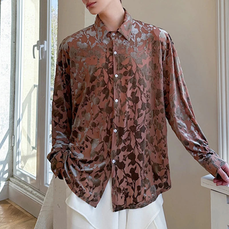 Floral Printed Turn-down Collar Shirt