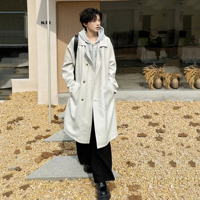 Big Button Solid Laper Loose Coat