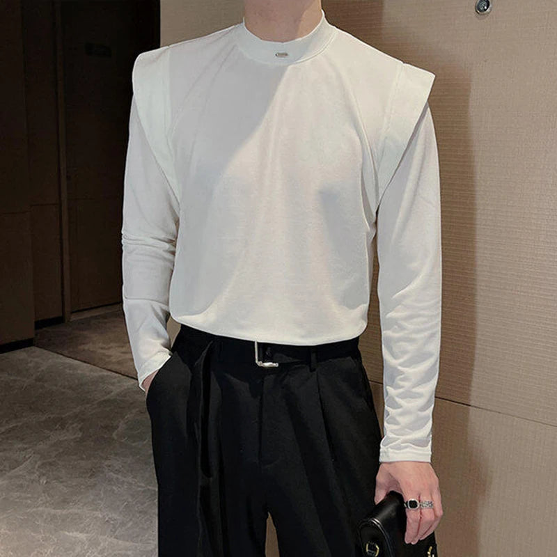 Pointy Shoulder Ice Silk Solid T-Shirt