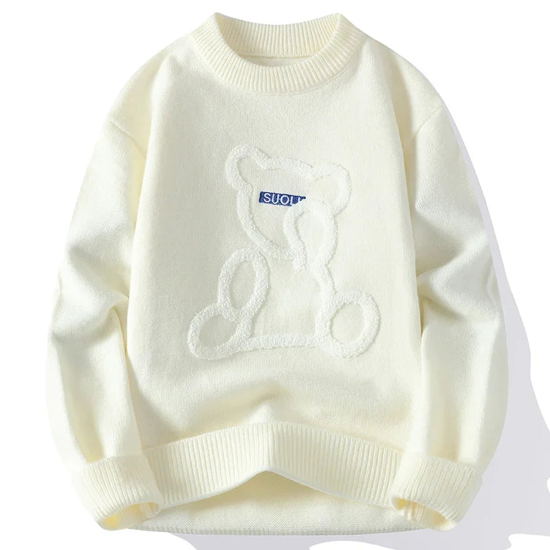 Bear Jacquard Casual Style Sweater
