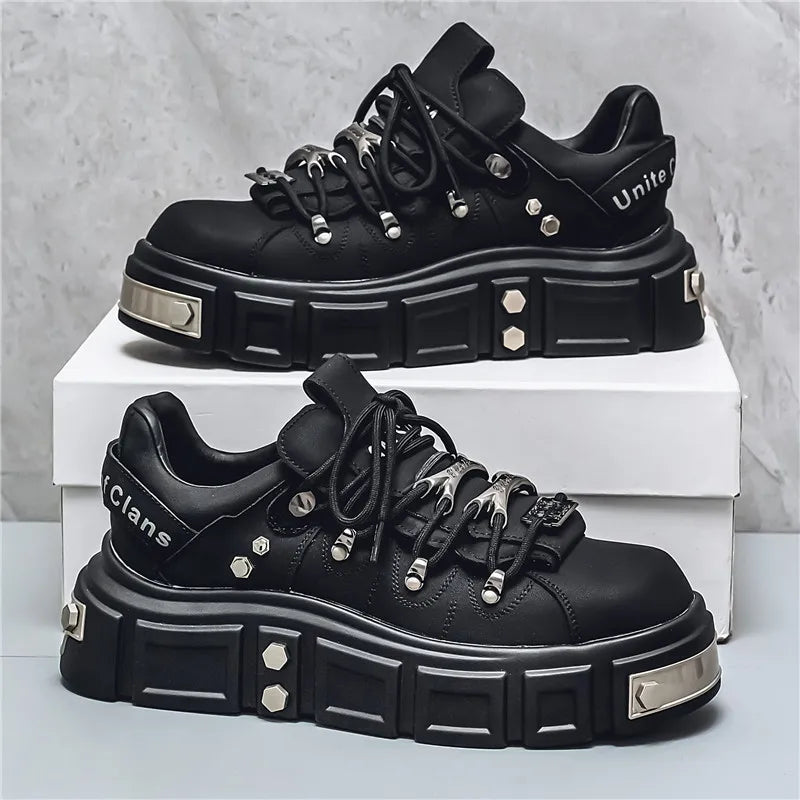 Thick Platform Split Leather Sneakers