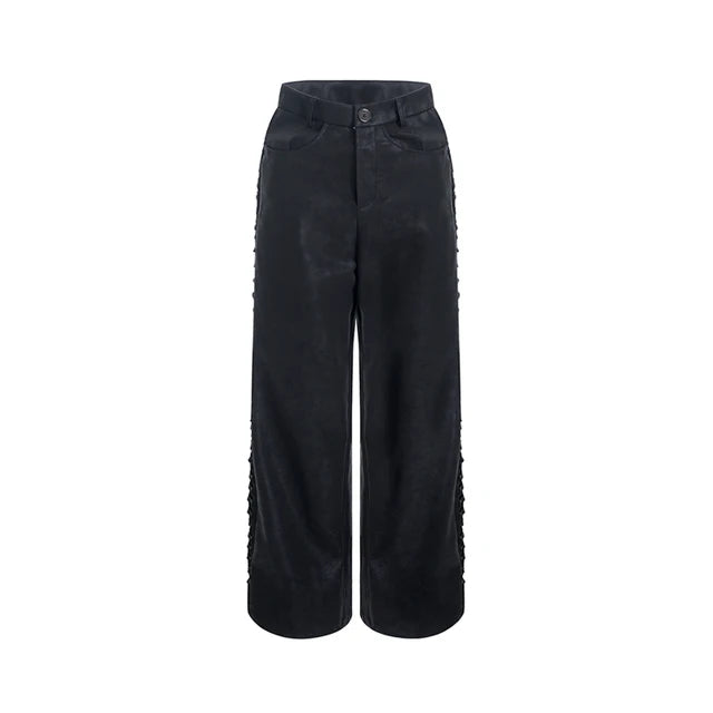 Skeleton Hollow PU Leather Jacket Set