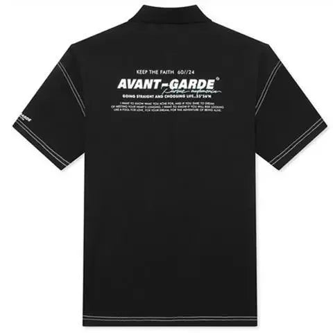 Black Embroidery Printed Polo Shirt