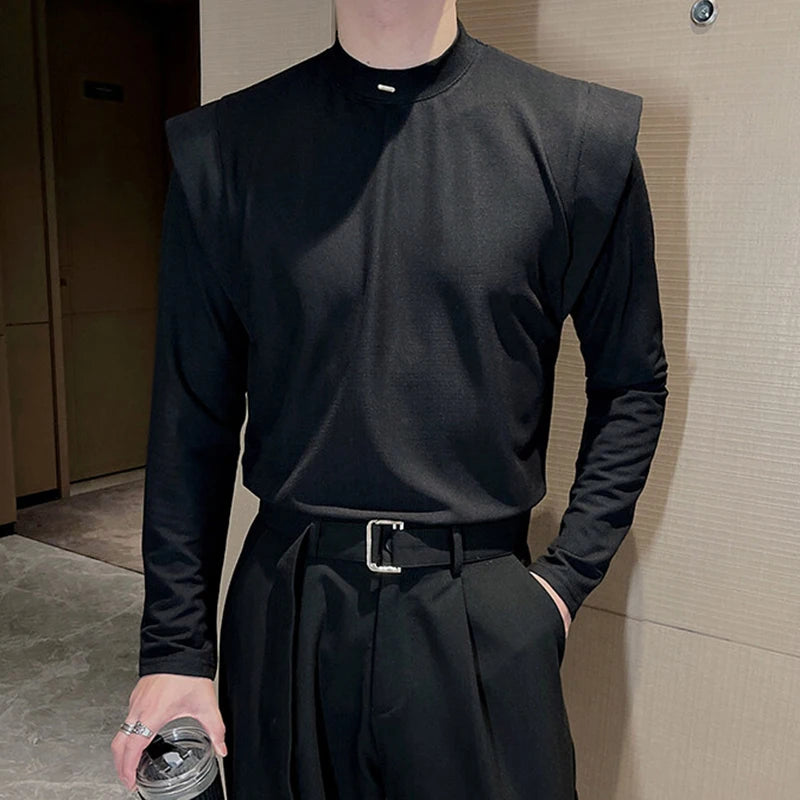 Pointy Shoulder Ice Silk Solid T-Shirt