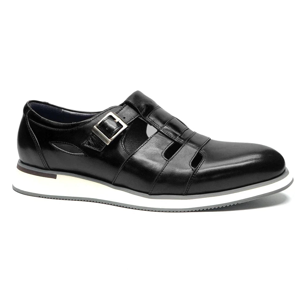 Hollow Genuine Leather Buckle Shoes