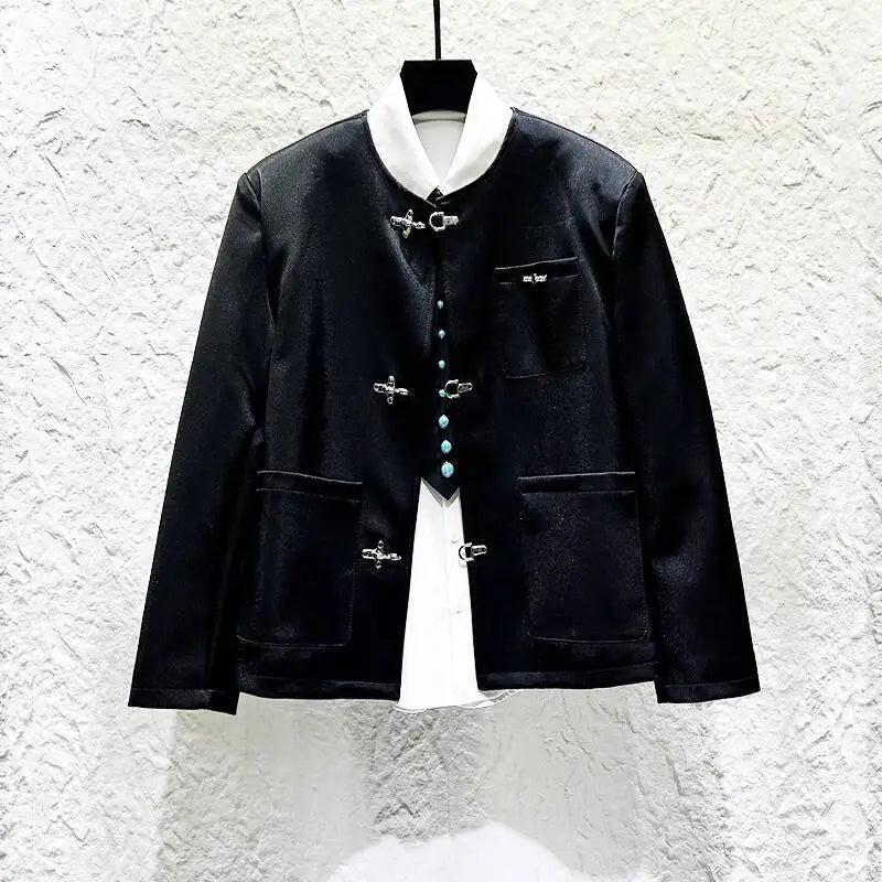 Metal Buckle Design Loose Blazer