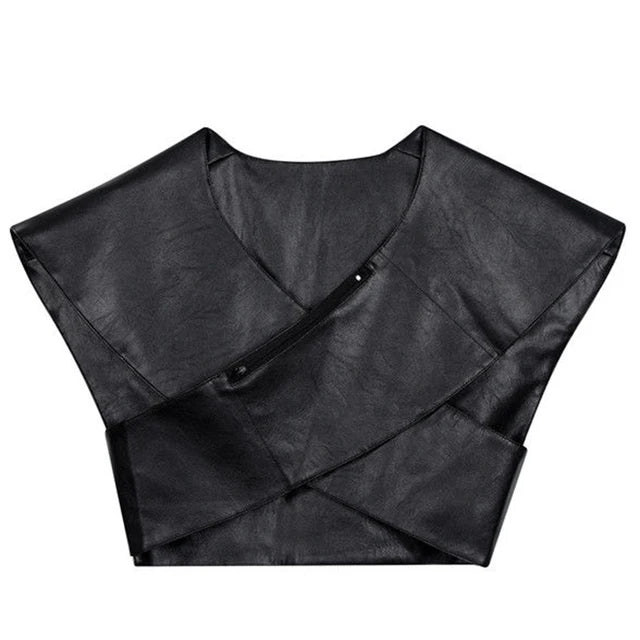 Short Solid PU Leather Vest