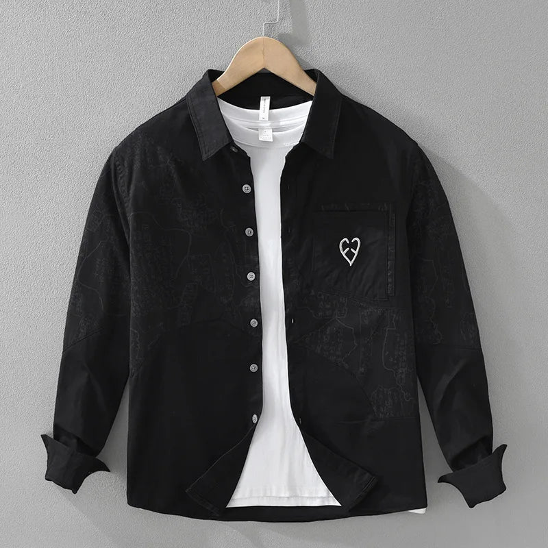 Geometric Patchwork Cotton Men's Shirt