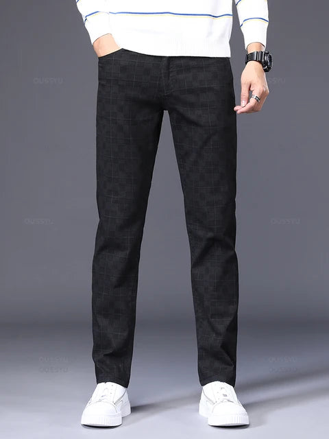 Classic Plaid Flat Front Trousers