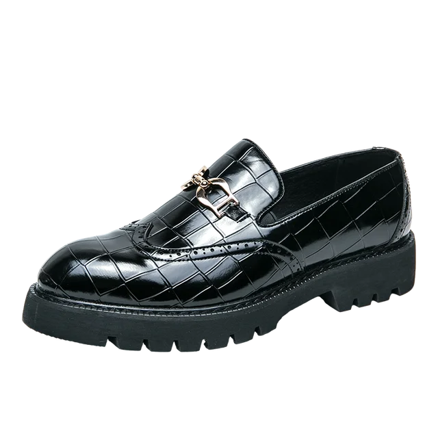 Metal Appliques Crocs Leather Brogue Shoes