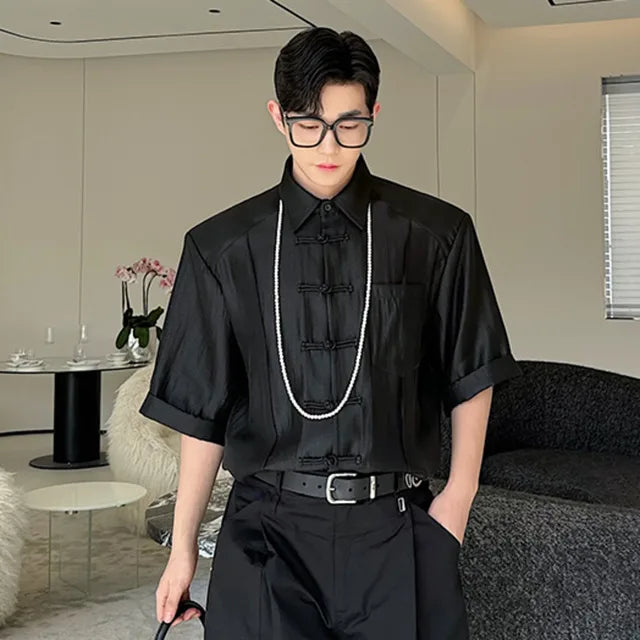 Solid Knot Button Short Sleeve Shirt