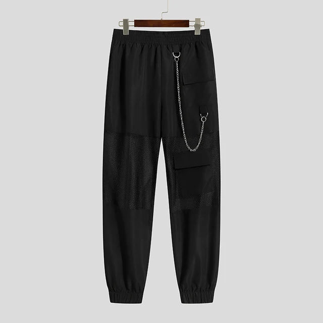 Mesh Fishnet Black Color Loose Pants