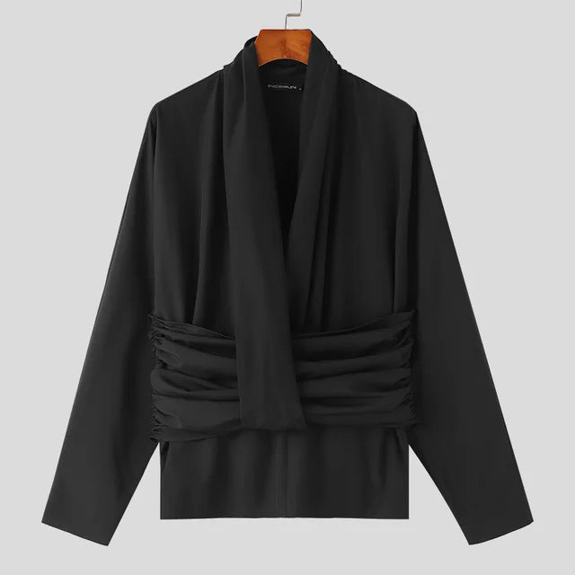 Solid Irregular Deep V-Neck Shirt