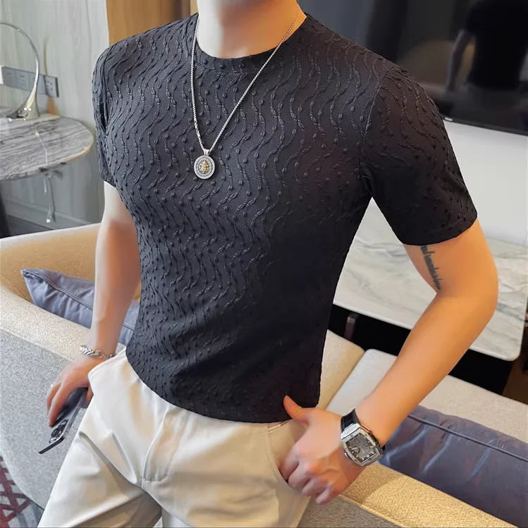 Slim-Fit Striped Ruffian Fashion Tee