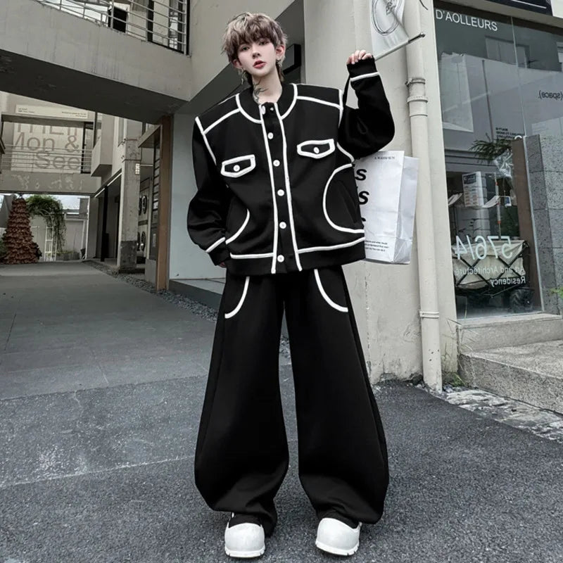 Covered Edge Design Loose Pants Set