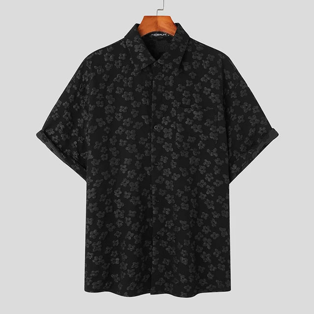 Flower Jacquard Loose Polyester Shirt