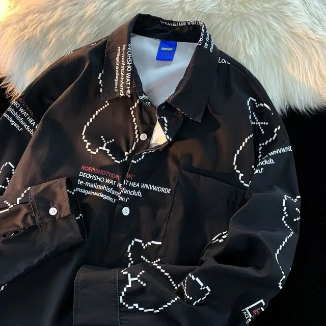 Casual Pixel Little Bear Loose Shirt