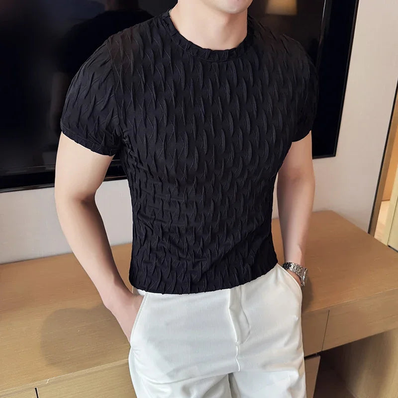 O-Neck Slim Fit Elastic Casual T-Shirt